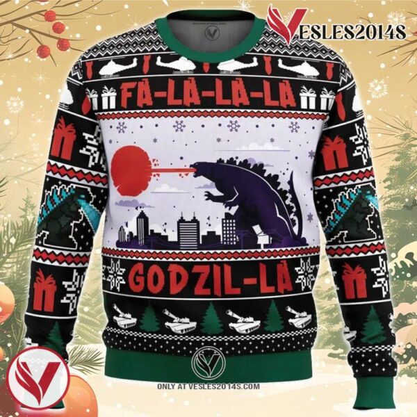 FaLaLaLa Godzil-La Godzilla Ugly Christmas Sweater, Unique Christmas Gift For Fans - Vesles2014S