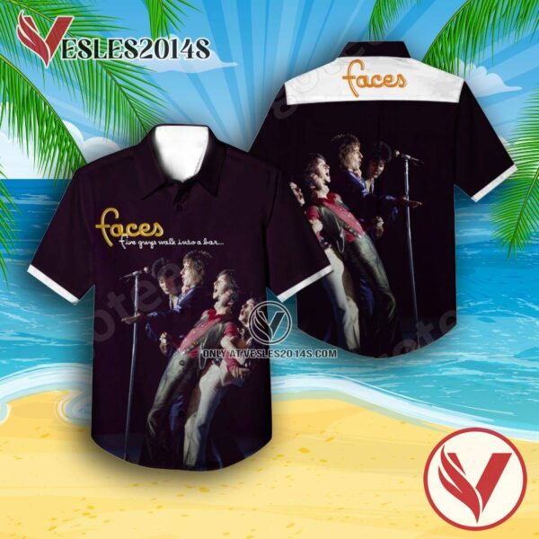 Faces Five Guys Walk Into A Bar Album Cover Hawaiian Shirt, Unique Gifts For Music Lovers - Vesles2014S
