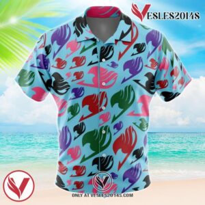 Fairy Tail Insignia Fairy Tail Hawaiian Button Up Shirt, Perfect Gifts For Anime Lovers - Vesles2014S
