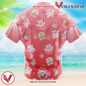 Fairy Type Pattern Pokemon Hawaiian Button Up Shirt, Perfect Gifts For Anime Lovers - Vesles2014S 1