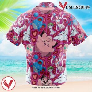 Fairy Type Pokemon Pokemon Hawaiian Button Up Shirt, Perfect Gifts For Anime Lovers - Vesles2014S 1