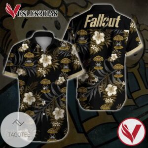 Fallout Hawaiian Graphic Print Short Sleeve Hawaiian Casual Shirt Vesles2014S