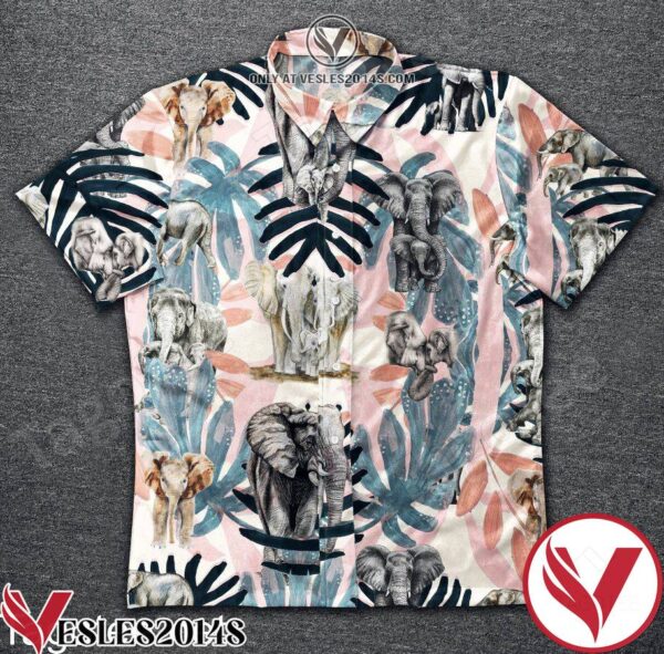Family Elephant Watercolor Leaf Hawaiian Shirt, Unique Gifts For Friends - Vesles2014S 1