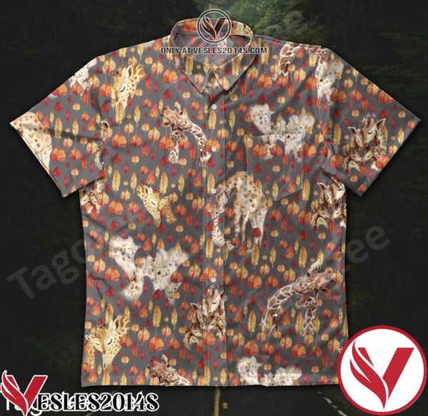 Family Giraffe Fall Leaves Hawaiian Shirt, Unique Gifts For Friends - Vesles2014S 1