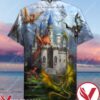 Fantasy Dragons On The Castle Unisex Hawaiian Shirt, Unique Gifts For Friends - Vesles2014S 1