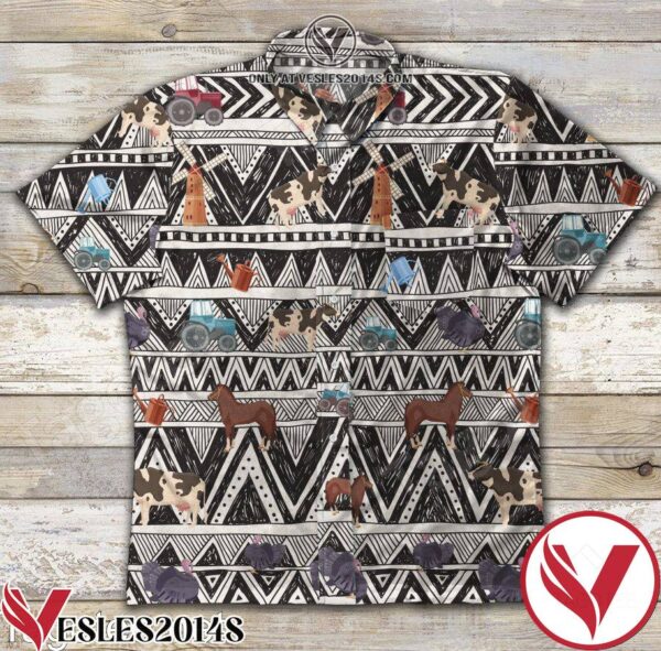 Farm Animal Black And White Tribal Pattern Hawaiian Shirt, Unique Gifts For Friends - Vesles2014S 1