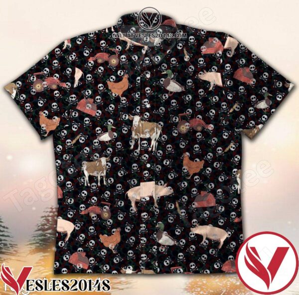 Farm Animal Skull Black Hawaiian Shirt, Unique Gifts For Friends - Vesles2014S 1