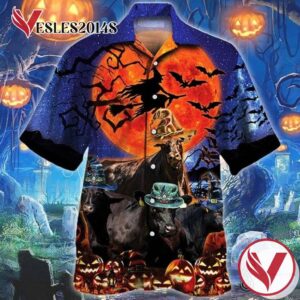 Farmer Black Angus Cattle Lovers Halloween Casual Beach Full Printing Hawaiian Shirt Vesles2014S