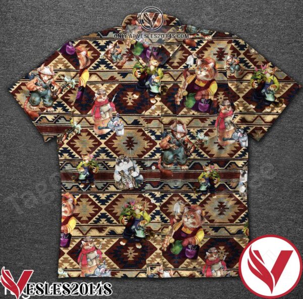 Farmer Cat Native Pattern Hawaiian Shirt, Unique Gifts For Friends - Vesles2014S 1