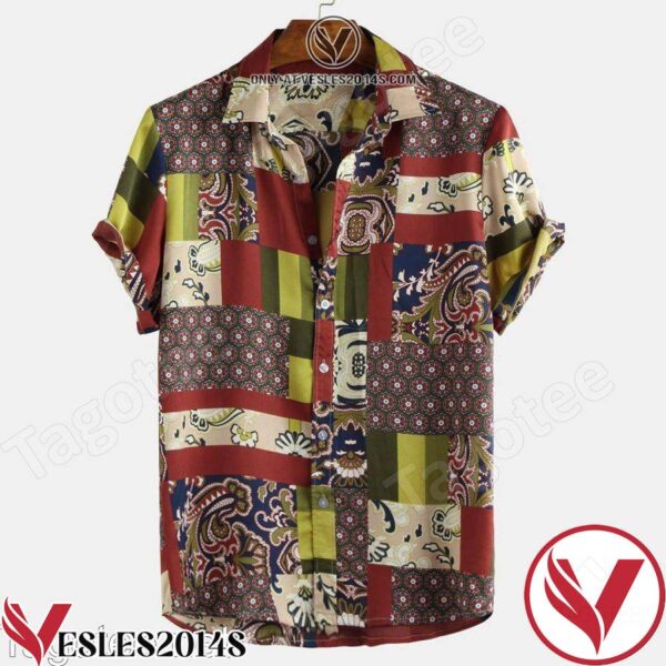 Fashion Colorful Leaf Printed Ethnic Hawaiian Shirt, Unique Gifts For Friends - Vesles2014S 1
