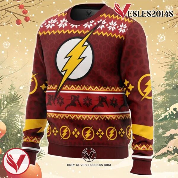 Fast Christmas The Flash DC Comics Ugly Christmas Sweater, Unique Christmas Gift For Fans - Vesles2014S 1
