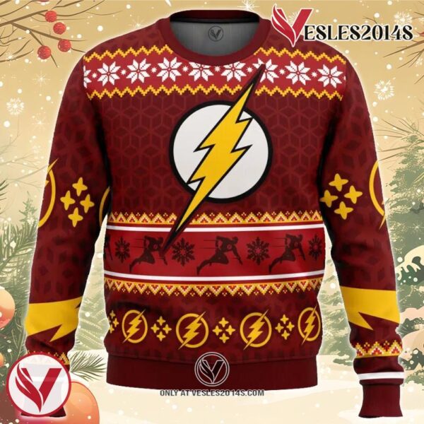 Fast Christmas The Flash DC Comics Ugly Christmas Sweater, Unique Christmas Gift For Fans - Vesles2014S
