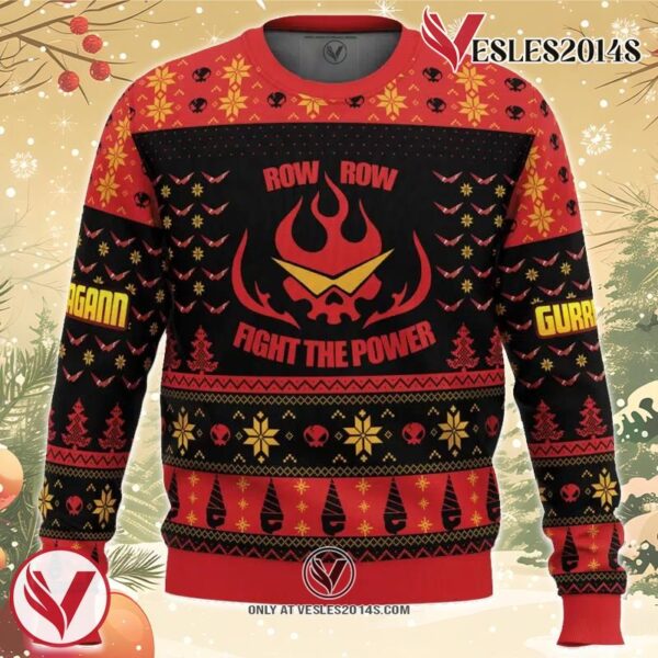 Fight The Power Tengen Toppa Gurren Lagann Ugly Christmas Sweater, Unique Christmas Gift For Fans - Vesles2014S