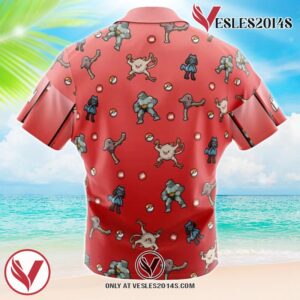Fighting Type Pattern Pokemon Hawaiian Button Up Shirt, Perfect Gifts For Anime Lovers - Vesles2014S 1