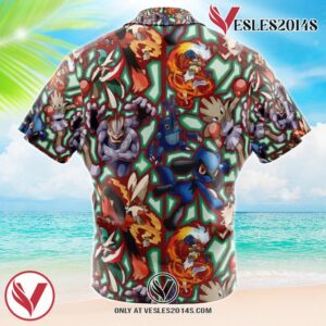 Fighting Type Pokemon Pokemon Hawaiian Button Up Shirt, Perfect Gifts For Anime Lovers - Vesles2014S 1