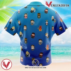 Final Fantasy 7 Pattern Hawaiian Button Up Shirt, Perfect Gifts For Anime Lovers - Vesles2014S 1