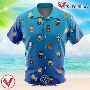 Final Fantasy 7 Pattern Hawaiian Button Up Shirt, Perfect Gifts For Anime Lovers - Vesles2014S