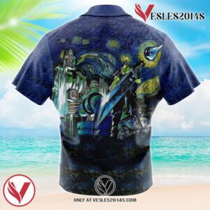 Final Fantasy 7 Starry Night Midgar Hawaiian Button Up Shirt, Perfect Gifts For Anime Lovers - Vesles2014S 1