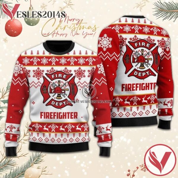 Fire Department Christmas Sweater, Unique Winter Outfits For Fans - Vesles2014S  1