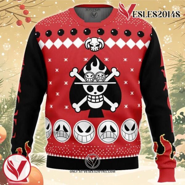 Fire Fist Ace Portgas D. Ace One Piece Ugly Christmas Sweater, Unique Christmas Gift For Fans - Vesles2014S