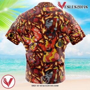 Fire Type Pokemon Pokemon Hawaiian Button Up Shirt, Perfect Gifts For Anime Lovers - Vesles2014S 1