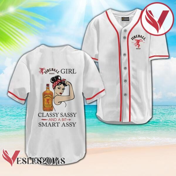 Fireball Classy Sassy And A Bit Smart Assy Baseball Jersey, Perfect Gifts For Fans - Vesles2014S