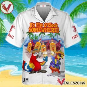 Fireball Whiskey Funny Parrot Hawaiian Shirt, Best Summer Gifts For Fans - Vesles2014S