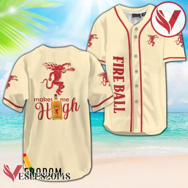 Fireball Whiskey Make Me High Baseball Jersey, Perfect Gifts For Fans - Vesles2014S
