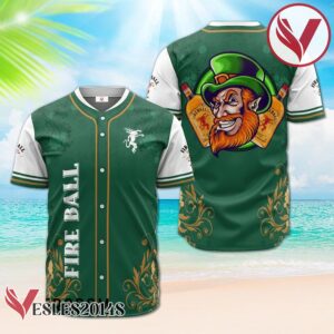 Fireball Whiskey St. Patrick's Day Leprechaun Baseball Jersey, Perfect Gifts For Fans - Vesles2014S