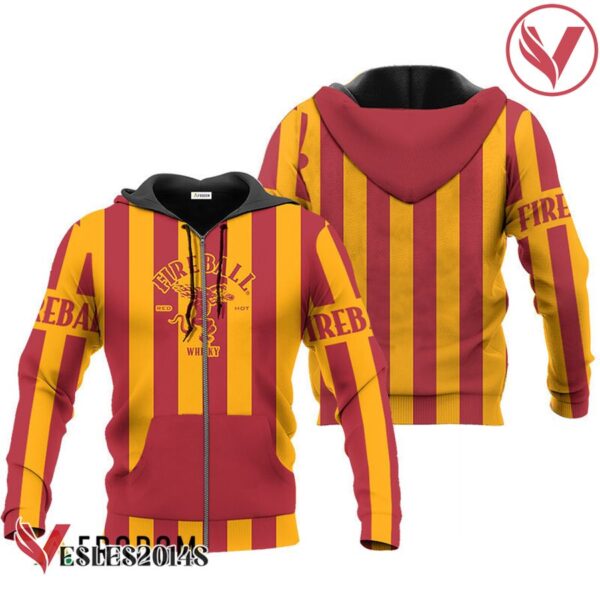 Fireball Whisky Red Vintage Striped Hoodie & Zip Hoodie - Vesles2014S 1