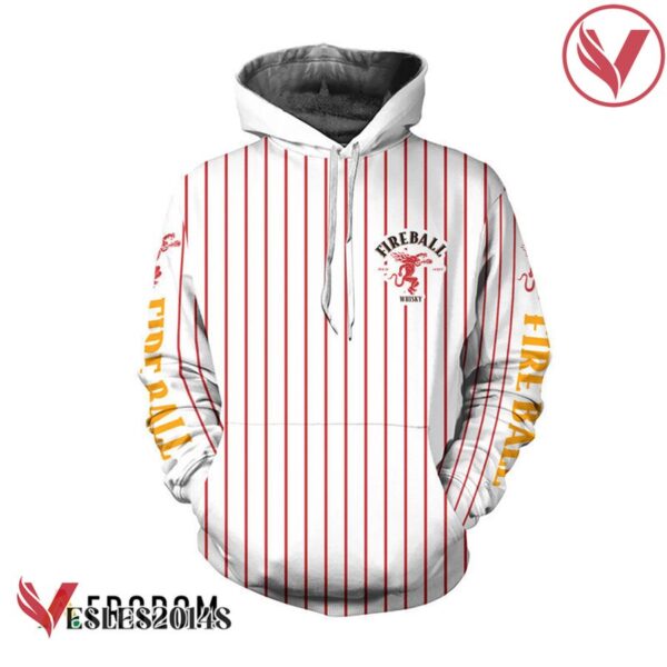 Fireball Whisky White Vertical Striped Hoodie & Zip Hoodie - Vesles2014S 1