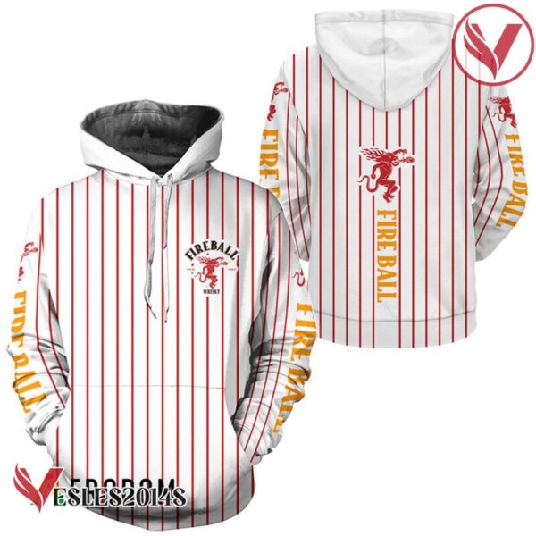 Fireball Whisky White Vertical Striped Hoodie & Zip Hoodie - Vesles2014S