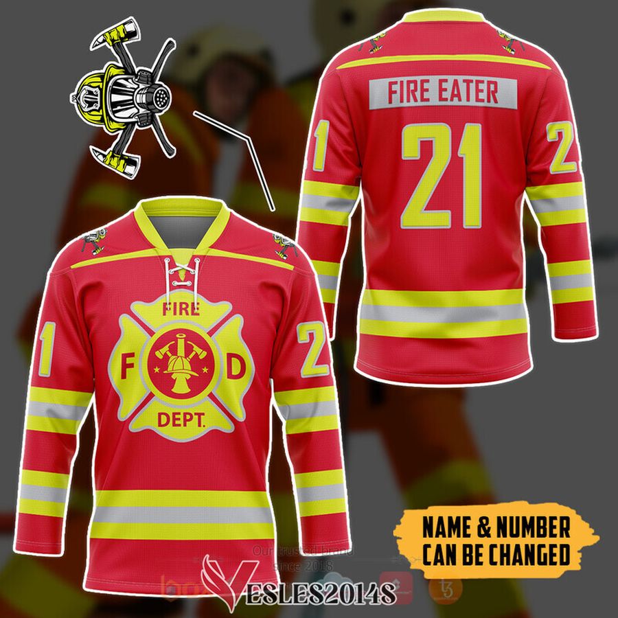 Fireman Red Custom Hockey Jersey, Trending Gifts For Fans - Vesles2014s 2