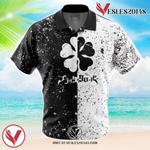 Five Leaf Black Clover Hawaiian Button Up Shirt, Perfect Gifts For Anime Lovers - Vesles2014S 1