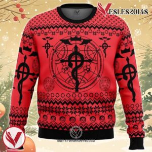 Flamel’s Cross x Transmutation Circle Fullmetal Alchemist Ugly Christmas Sweater, Unique Christmas Gift For Fans - Vesles2014S