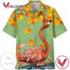 Flamingo Autumn Print Short Sleeve Hawaiian Casual Shirt Vesles2014S