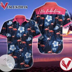 Flamingo Be Fabulous Hawaiian Graphic Print Short Sleeve Hawaiian Casual Shirt Vesles2014S