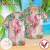 Flamingo Bird With Flowers For Men And Women Graphic Print Short Sleeve Hawaiian Casual Shirt Vesles2014S