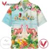 Flamingo Flowers Aloha Print Short Sleeve Hawaiian Casual Shirt Vesles2014S