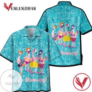 Flamingo Hawaii Let's Flamazing Print Short Sleeve Hawaiian Casual Shirt Vesles2014S 1