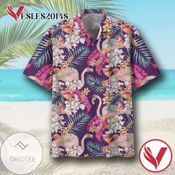 Flamingo Hawaiian IV Graphic Print Short Sleeve Hawaiian Casual Shirt Vesles2014S 1