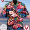 Flamingo Heart Print Short Sleeve Hawaiian Casual Shirt Vesles2014S