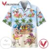 Flamingo In The Beach Print Short Sleeve Hawaiian Casual Shirt Vesles2014S