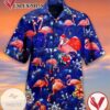 Flamingo Merry Christmas Print Short Sleeve Hawaiian Casual Shirt Vesles2014S