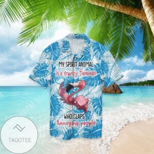 Flamingo My Spirit Animal Is A Grumpy Flamingo Who Slaps Annoying People For Men And Women Graphic Print Short Sleeve Hawaiian Casual Shirt Vesles2014S 1