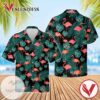 Flamingo Palm Hawaiian Graphic Print Short Sleeve Hawaiian Casual Shirt Vesles2014S