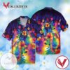 Floral Rainbow Cats For Men And Women Graphic Print Short Sleeve Hawaiian Casual Shirt Vesles2014S