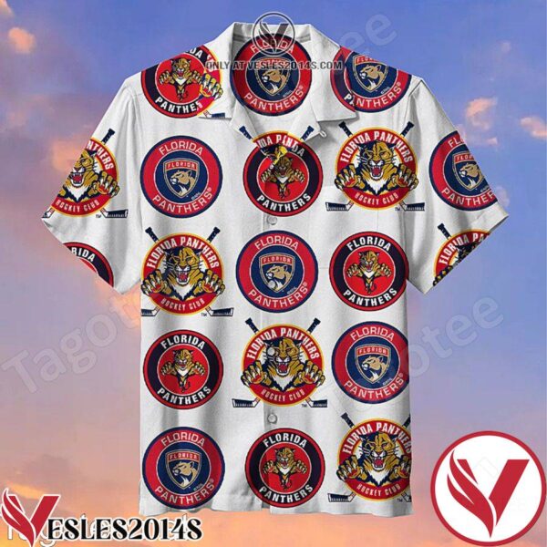 Florida Panthers Circle Logo White Style 2 Hawaiian Shirt, Unique Gifts For Friends - Vesles2014S 1