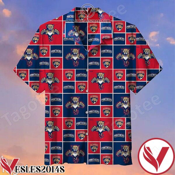 Florida Panthers Navy And Red Squares Hawaiian Shirt, Unique Gifts For Friends - Vesles2014S 1