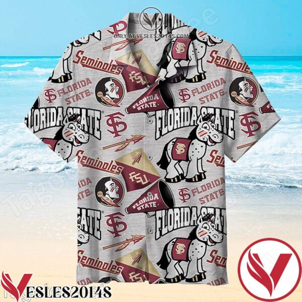 Florida State University Fsu Seminoles With Mascot Heather Print Hawaiian Shirt, Unique Gifts For Friends - Vesles2014S 1